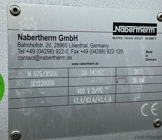 Piec z obiegiem powietrza 850°C, piec 675 litrów Nabertherm N675/85 HA geregelte Kühlung