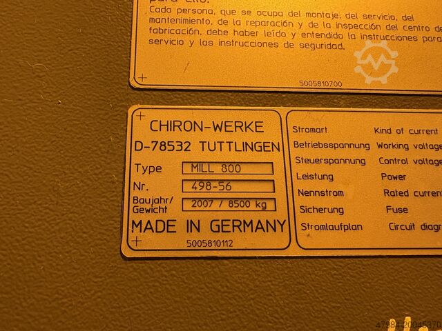 Vijfassig bewerkingscentrum CHIRON MILL 800