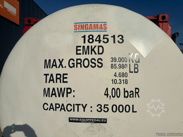 Tankcontainer SINGAMAS 34.980L / 1-comp. / 4 BAFFLES / 20FT swapbody /...