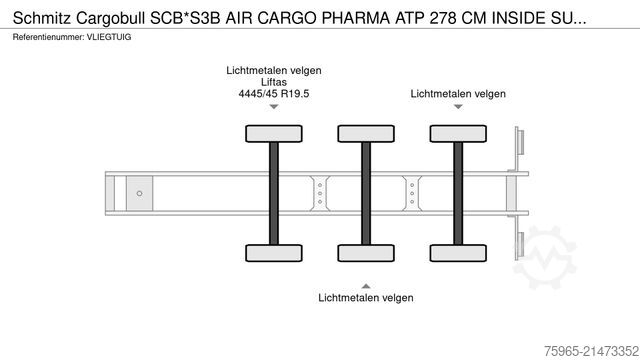 Kühlauflieger SCHMITZ CARGOBULL SCB*S3B AIR CARGO PHARMA ATP 278 CM INSIDE SUPER