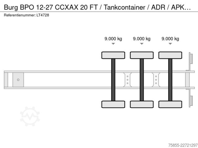 Konténerszállítás Burg BPO 12-27 CCXAX 20 FT / Tankcontainer / ADR / A...