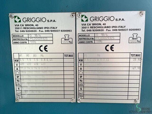 Dört taraflı planya makineleri Griggio G 18/4 1999 Griggio G 18/4