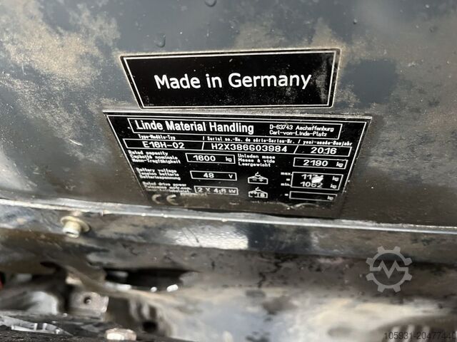 Carretilla eléctrica de 3 ruedas Linde E16H-02