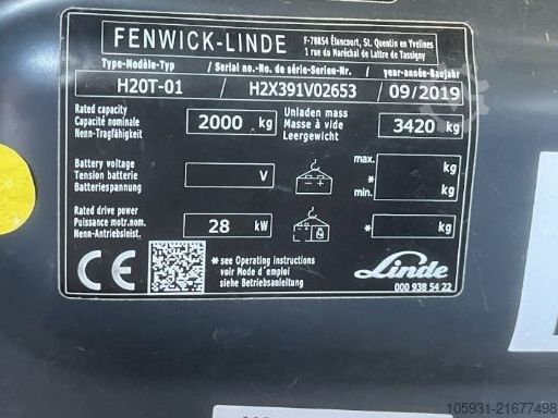 LPG'li forkliftler Linde H20T-01