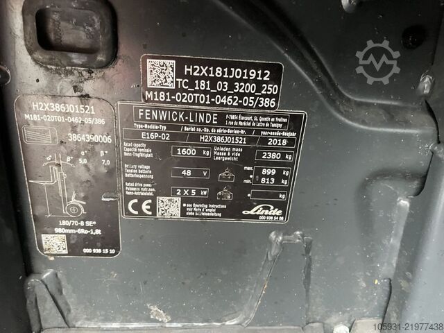 Carretilla eléctrica de 4 ruedas Linde E16P-02