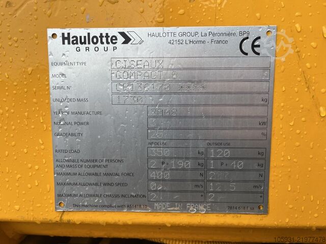 Podnośnik nożycowy Haulotte Compact 8