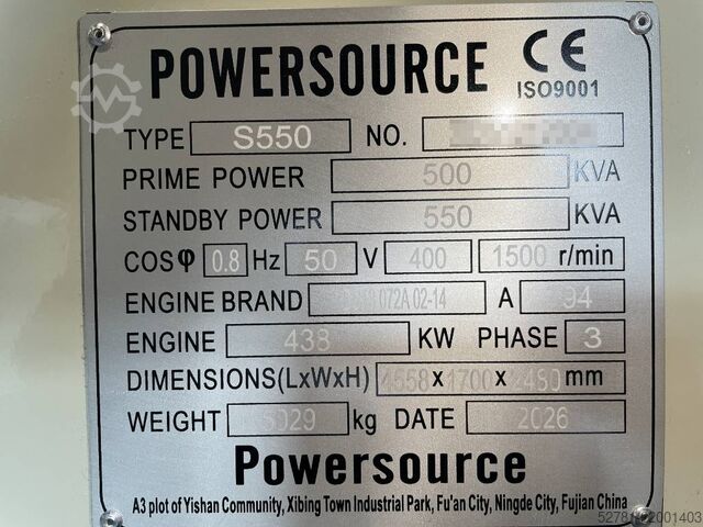 Tilslag Scania DC13 072A - 550 kVA Generator - DPX-19764