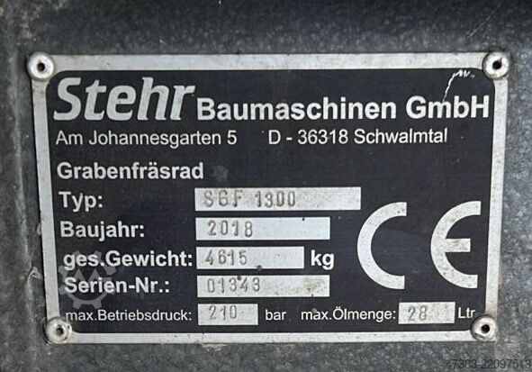 Grabenfräse Rohrleitungsfräse STEHR SGF 1300