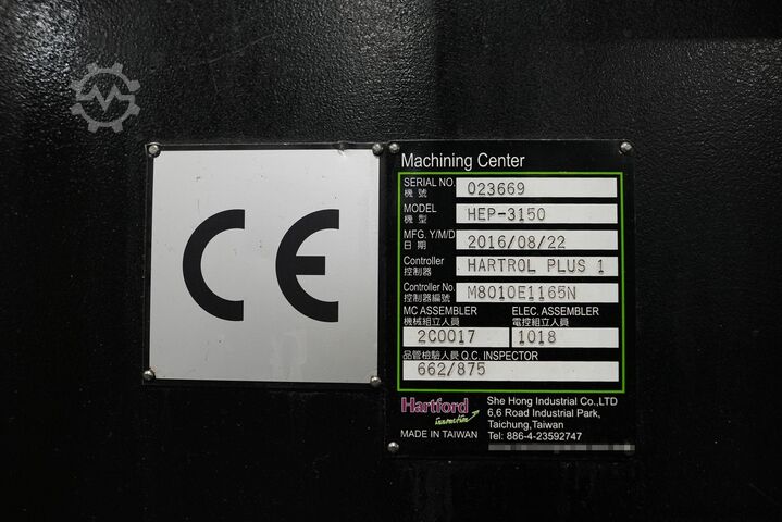 Verticale bewerkingscentrum Hartford HEP - 3150