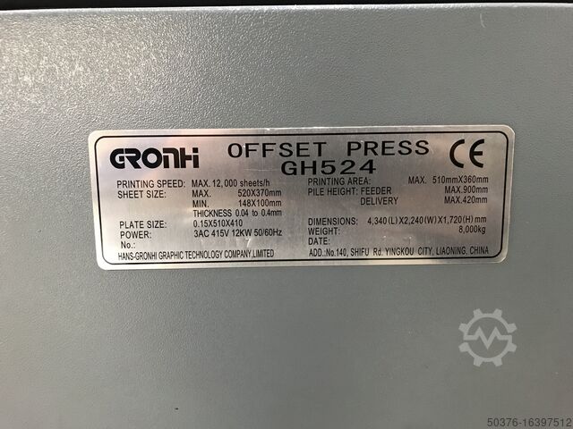 4-kleuren offsetmachine 38x52 cm Hans Gronhi (Shinohara) GH 524
