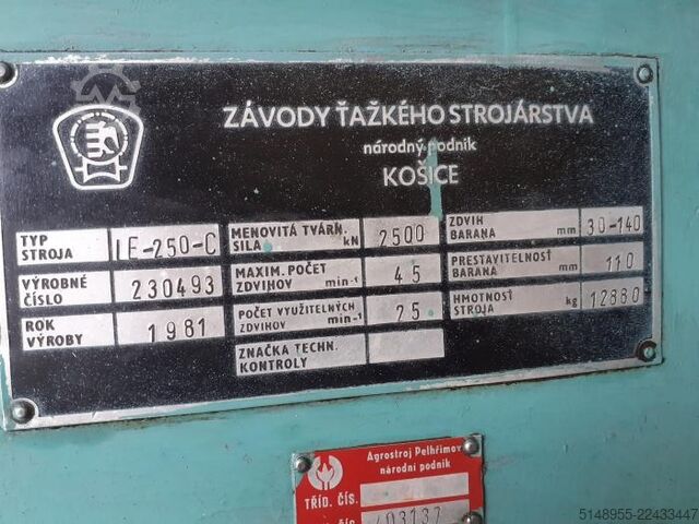 Pressa eccentrica ZTS Kosice LE 250C