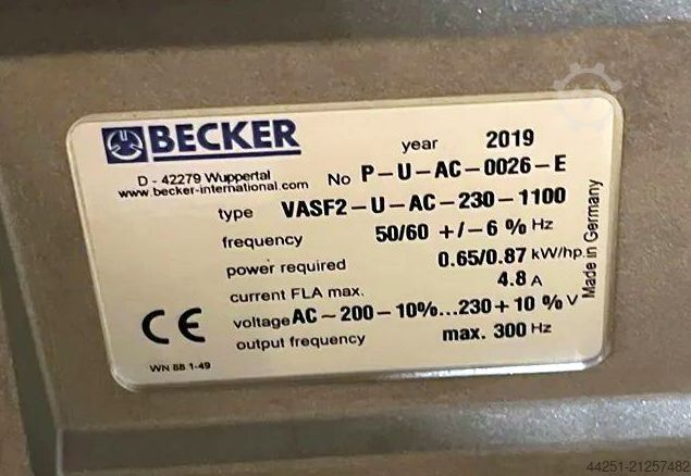 Bočni kanalni ventilator sa frekventnim regulatorom Becker VASF 2.50/2