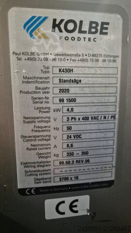 Bandsaw for meat and bones Kolbe Foodtec K430H
