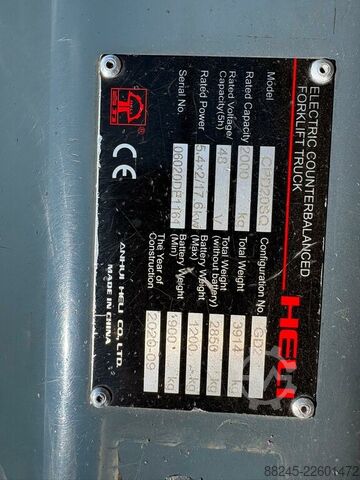 Wózek widłowy elektryczny Heli 2 tony, maszt typu triplex, VS-22997 HELI CPD20SO