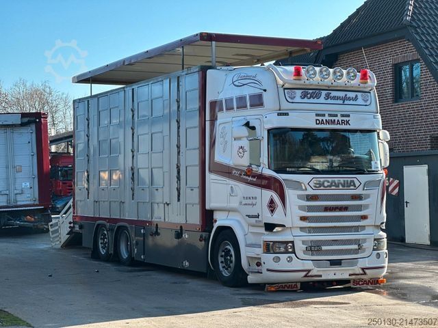 Boskapsbil SCANIA R520 6x2 LL 4.Stock Menke Hubdach Tränke Retarde