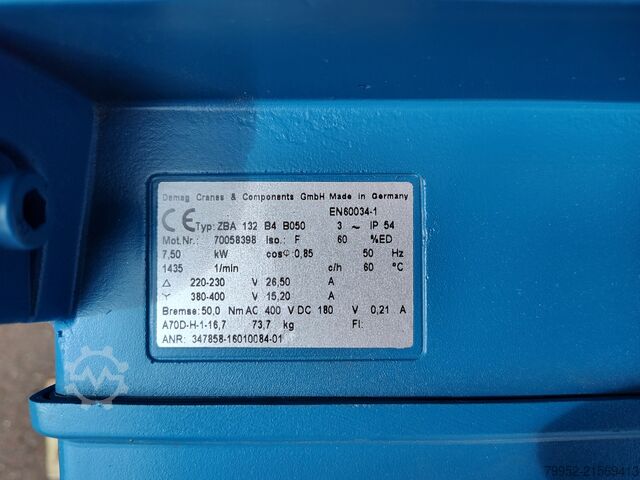 Elektromotor DEMAG ZBA132 B-4 B050 aanbouw A70D