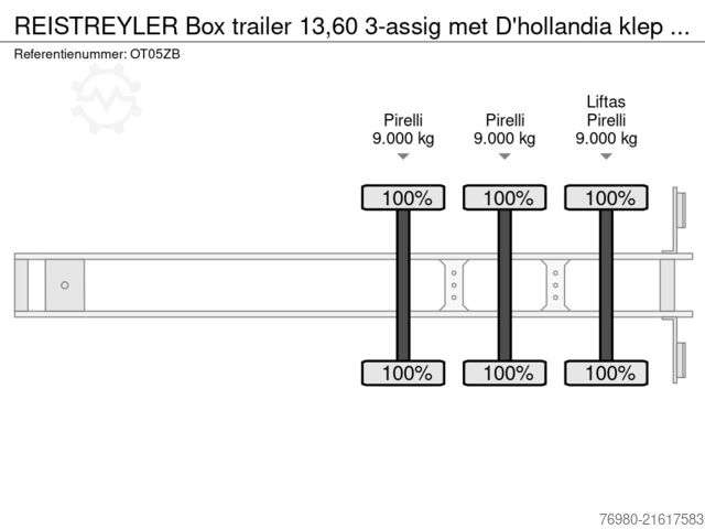 βαλίτσα REISTREYLER Box trailer 13,60 3-assig met D'hollandia klep ...