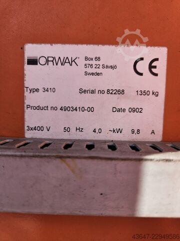 Balpress, avfallspress, Orwak Orwak 3410