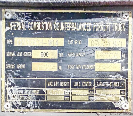 Chariot élévateur, gerbeur, chariot tout-terrain HC Hangcha EP Equipment 8000 kg - CPCD 80 HW 14