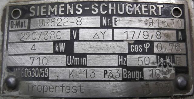 Elektrik motoru 4 kW 710 Rpm Siemens OR822-8