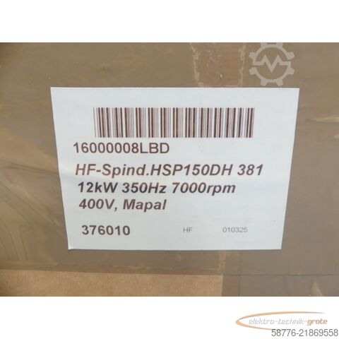Komponente GMN HF-Spindel HSP150DH 381 12kW / 350Hz 7000rpm 400V SN376010 --