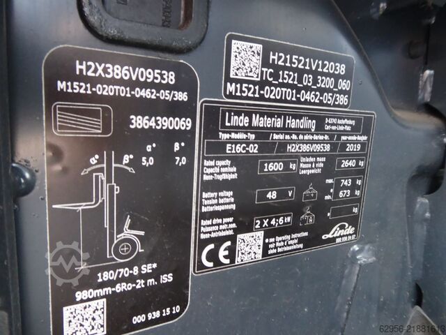 Elektrische vorkheftruck 3 wielen Linde E16C