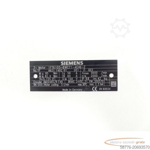 μονάδα ελέγχου Siemens 1FT6105-8WC71-4EH6 - Z SN:YFA621149201001 - ! -