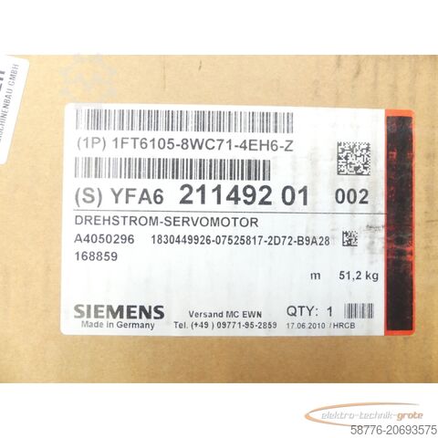 μονάδα ελέγχου Siemens 1FT6105-8WC71-4EH6 - Z SN:YFA621149201002 - ! -