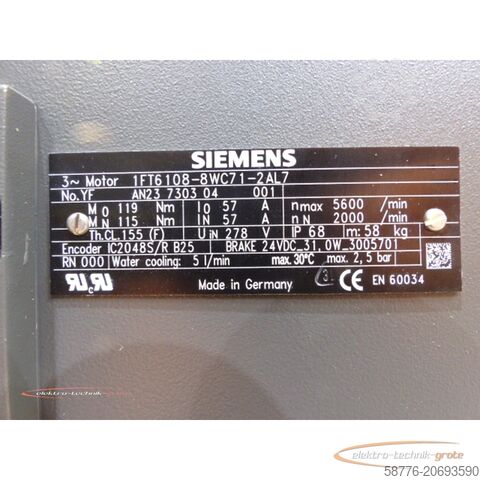 Unitate de control Siemens 1FT6108-8WC71-2AL7 Drehstrom-Servomotor  !