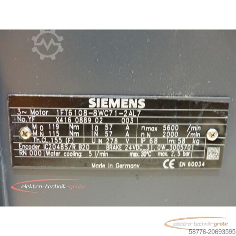 Unitate de control Siemens 1FT6108-8WC71-2AL7 Drehstrom-Servomotor  !