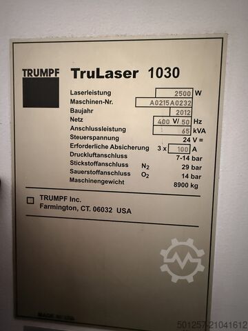 Lasersnijmachine TRUMPF TruLaser 1030