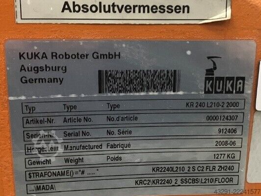 Industrirobot KUKA KR240L210-2 2000