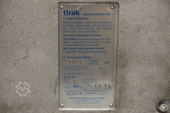 Elektryczny wciągnik linowy do transportu osób tirak Greifzug L502P