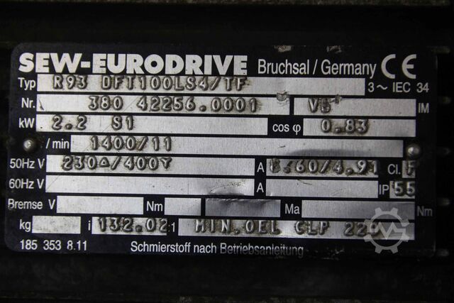 Tandwielmotor 2,2 kW 11 tpm Lenze R93 DFT100LS4/TF