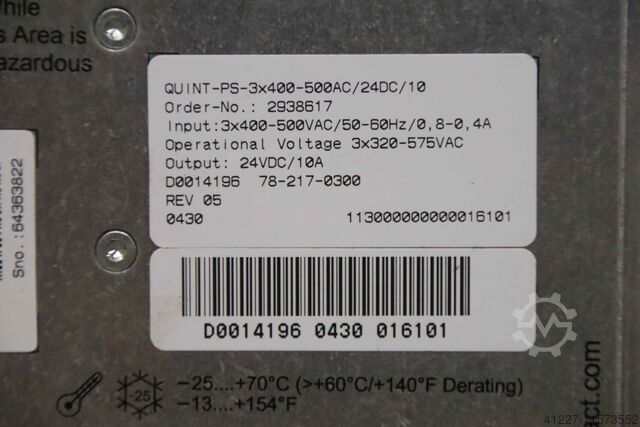 Voedingseenheid Voeding Phoenix Contact Quint-PS-3x400-500AC/24DC/10