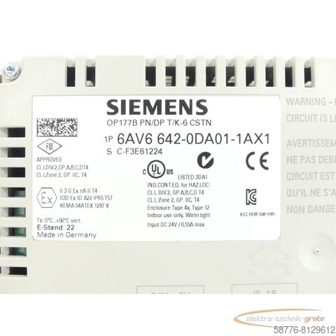 Siemens onderdeel Siemens 6AV6642-0DA01-1AX1 SN:C-F3E61224 generalüberholt mit 6 Monaten Gewährleistung!
