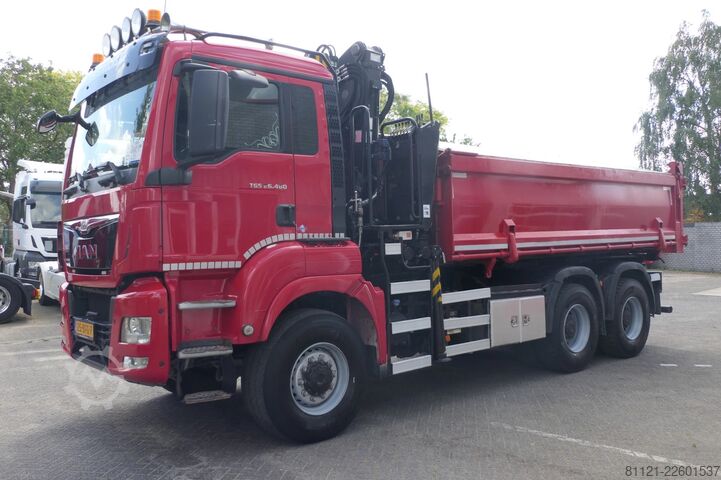 Camião basculante com grua MAN TGS 26.480 | 6X6 | 2 Side Tipper + Hydraulic du...