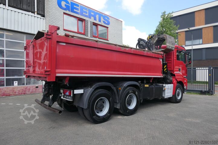 Camião basculante com grua MAN TGS 26.480 | 6X6 | 2 Side Tipper + Hydraulic du...