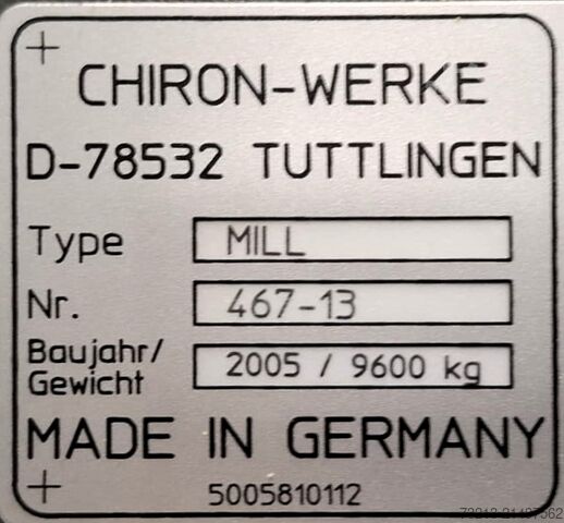 Pětiosé univerzální obráběcí centrum CHIRON MILL 2000
