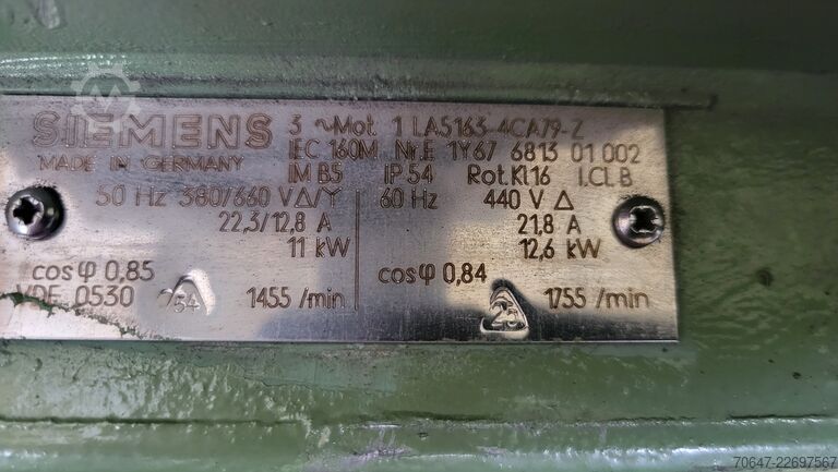 Motore elettrico da 11 kW con giunto Siemens 11 kW