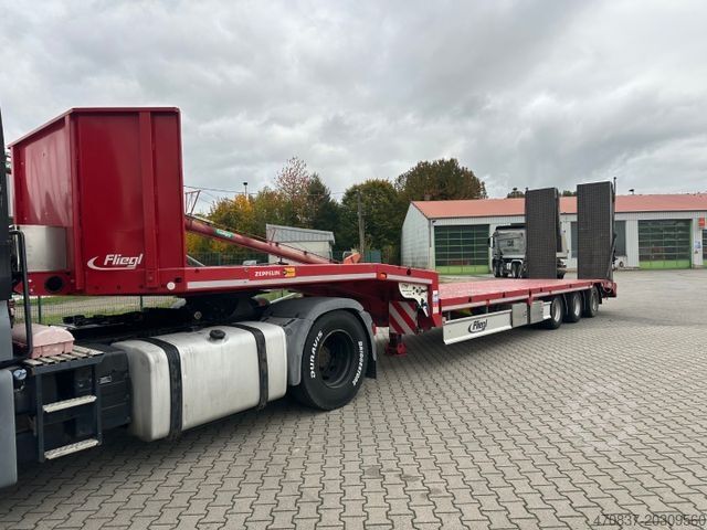 Alacsony rakfelületű félpótkocsi FLIEGL SDS 470 / hydr Hubbett / Seilwinde