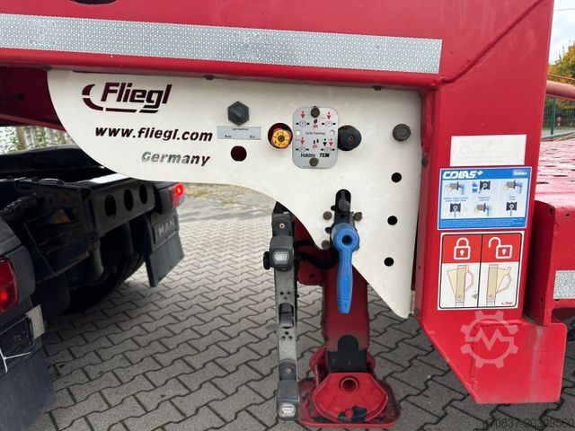 Alacsony rakfelületű félpótkocsi FLIEGL SDS 470 / hydr Hubbett / Seilwinde
