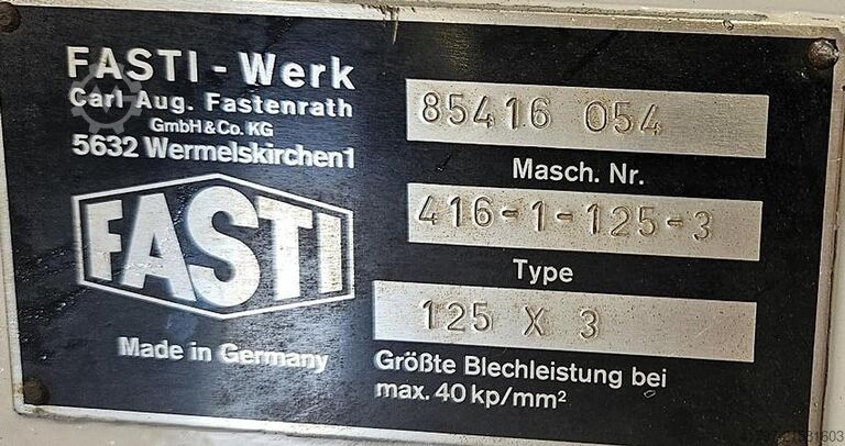 Machine à nervurer Fasti 416-1-125-3 Fasti 416-1-125-3