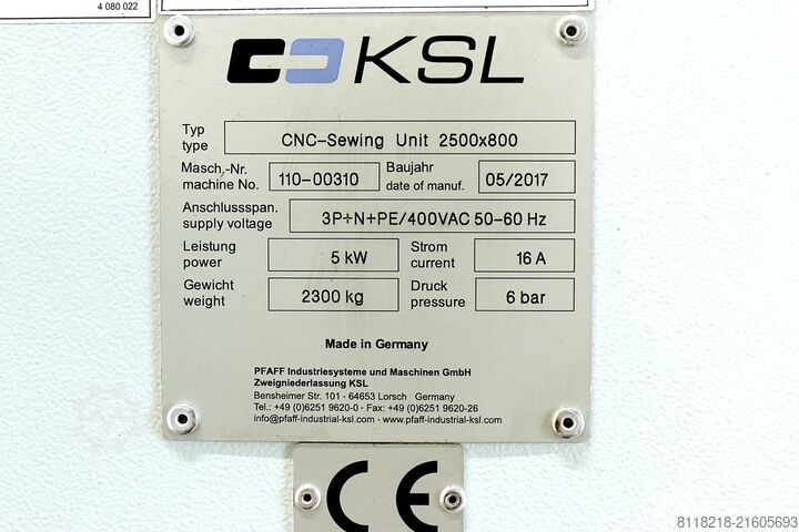 CNC rotaciona glava šivaće mašine PFAFF-KSL KSL110 - CNC-Drehkopf Nähanlage 2500x800
