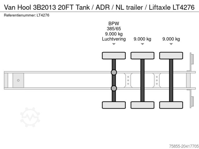 Containertransport Van Hool 3B2013 20FT Tank / ADR / NL trailer / Liftaxle
