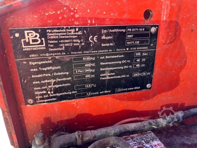 Work platform PB S171-16-E / Schere / Elektro / 17 m
