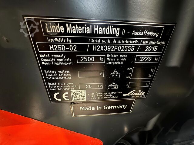 2015 Service + keuring volgens UVV tot 02/2027, 9.926 bedrijfsuren Linde H25D