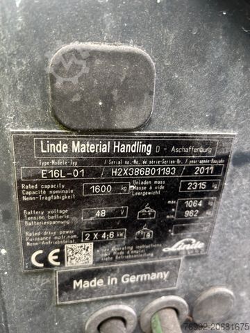 Voorlader vorkheftruck LINDE E16L 3-Rad