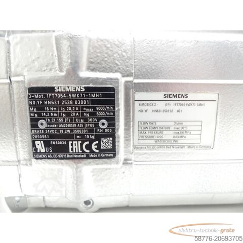 Siemens motor Siemens 1FT7064-5WK71-1MH1 SN:YFHN631252803001 generalüberholt mit 12 Monaten Gewährleistung