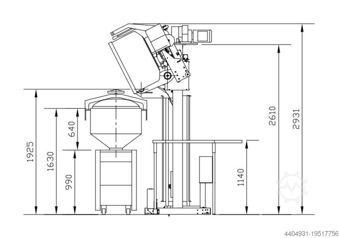 Hebevorrichtung für Spiralknetkessel VMI elevateur
